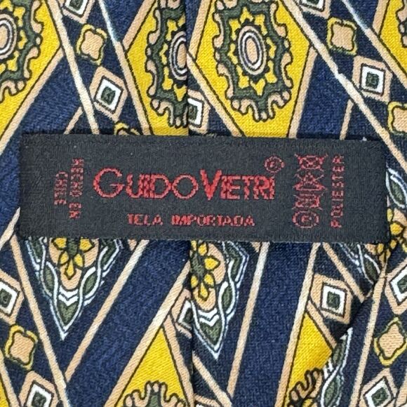 Guido Vietri Blue Gold Diamond Geometric Polyester Tie - Picture 3 of 5